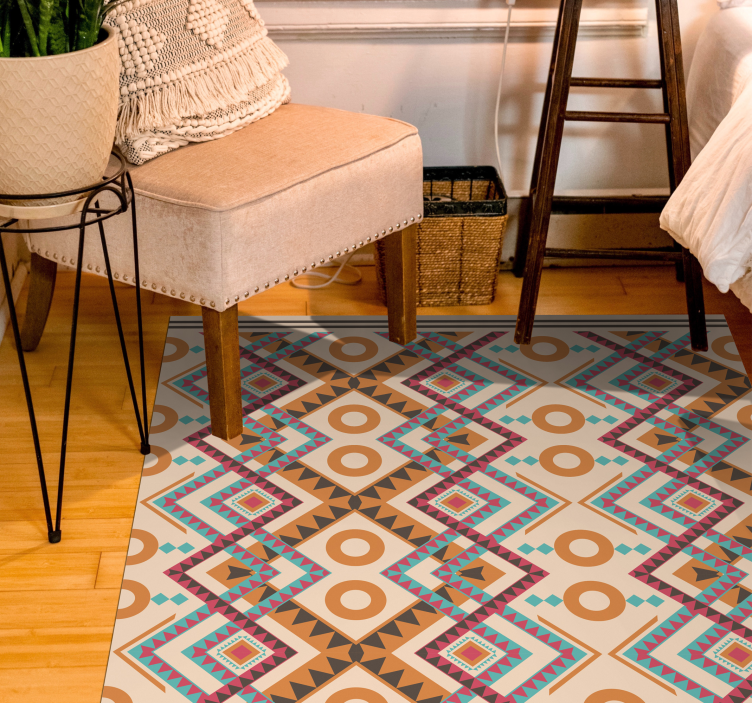 Vinylteppich ethnisch Buntes Diamanten Muster - TenStickers