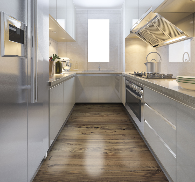 Vinyl teppich küche abgenutztes holz - TenStickers