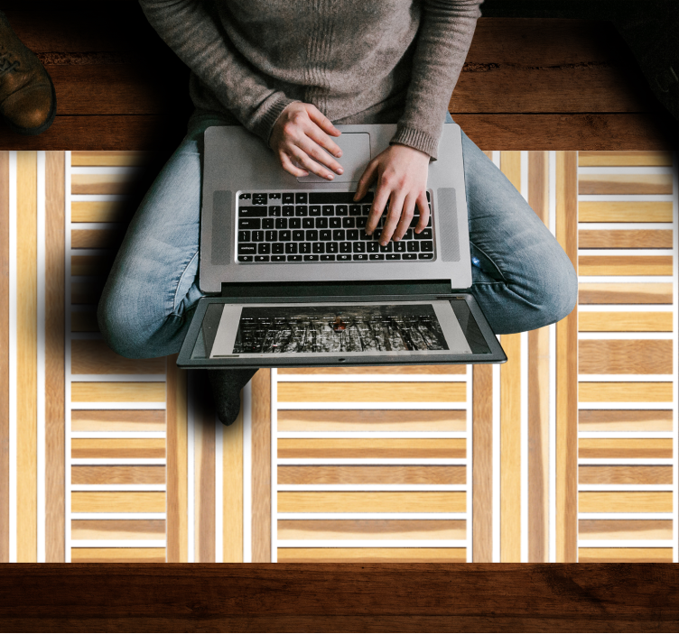 Vinyl Teppich gestreift stilvolle holz - TenStickers