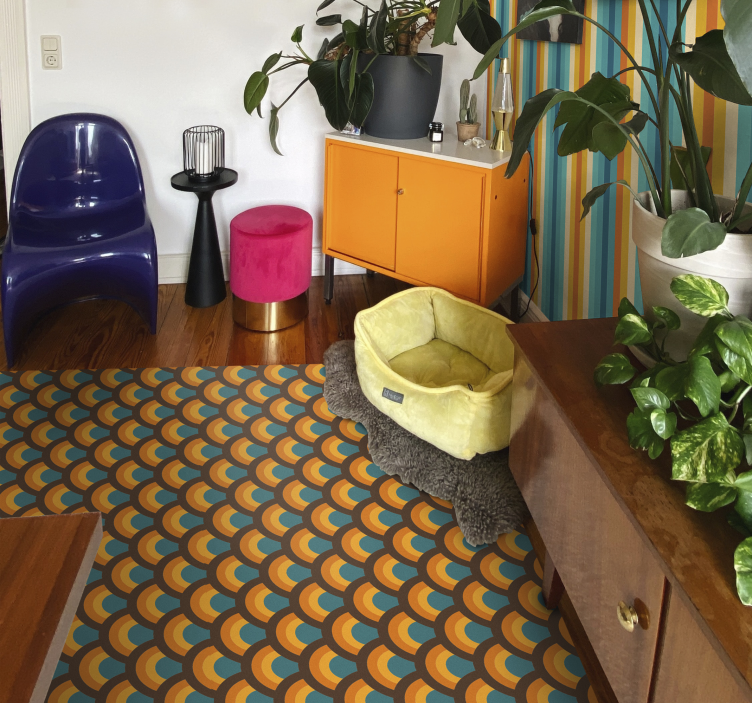 Vinylteppich Vintage 70er jahre regenbogenwellen - TenStickers