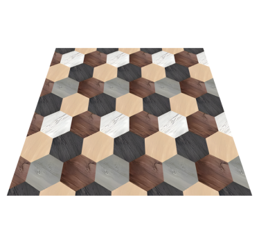 Vinyl teppich küche in gemischten holzhexagonen - TenStickers