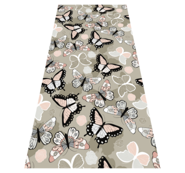 Vinyl teppich tiere in beige mit fliegenden schmetterlingen - TenStickers