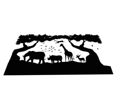 Vinyl teppich tiere schwarz und weiß savanne - TenStickers
