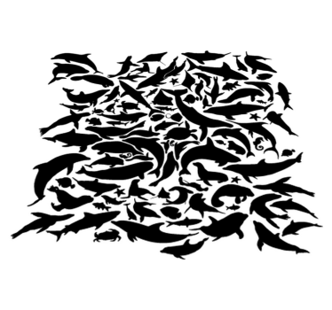 Vinyl teppich tiere in maritimen schwarz - TenStickers