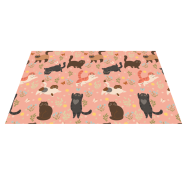 Vinyl teppich tiere mit nahtlosem katzenmuster - TenStickers