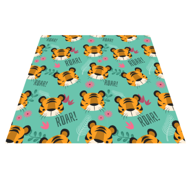 Vinyl teppich tiere mit brüllenden baby-tigern - TenStickers
