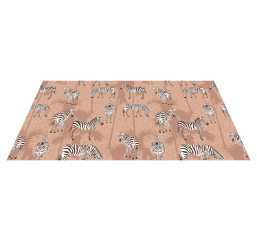 Vinyl teppich tiere zebra und palmen braun möbel - TenStickers
