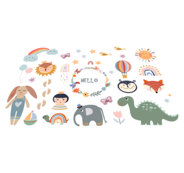 Vinyl teppich tiere für kinder mit blumenmuster - TenStickers