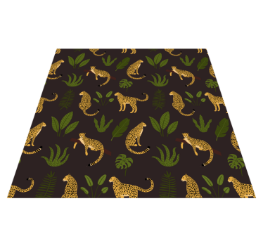 Vinyl teppich tiere mit dunklem botanischem leopardenmuster - TenStickers