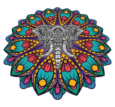 Vinyl teppich tiere bunter elefanten mandala - TenStickers