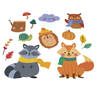 Vinyl teppich tiere herbstblumen und tiere - TenStickers