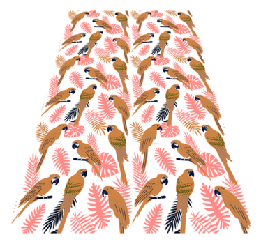 Vinyl teppich tiere orange papageien mit rosa blumen - TenStickers