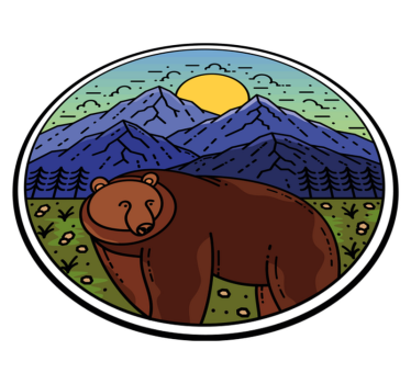 Vinyl teppich tiere berg mit bär rund - TenStickers
