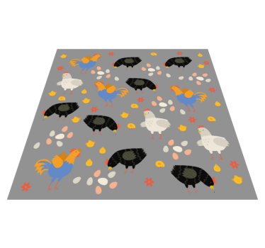 Vinyl teppich tiere hühner im gehegemuster - TenStickers