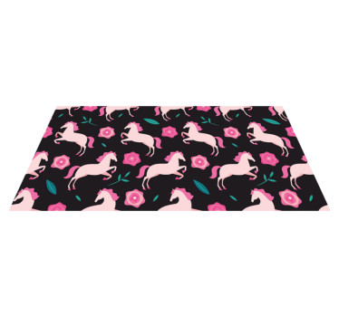 Vinyl teppich tiere mit blumen und pferden - TenStickers