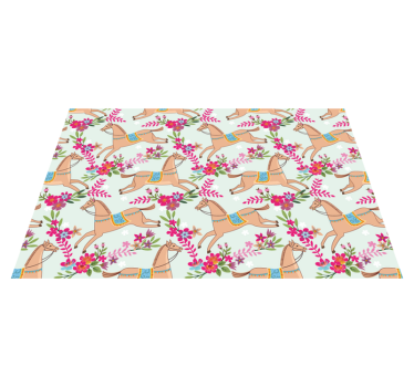 Vinyl teppich tiere mit pferdemuster in rosa blumen - TenStickers