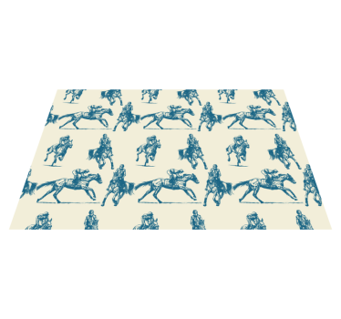 Vinyl teppich tiere in blau und beige mit pferdemuster - TenStickers