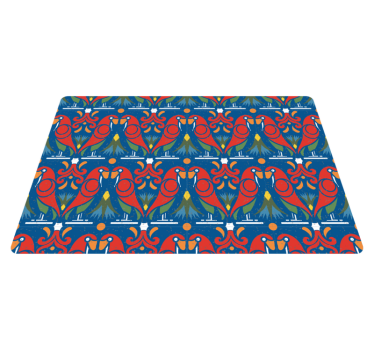 Vinyl teppich tiere florales design auf blauem hintergrund - TenStickers