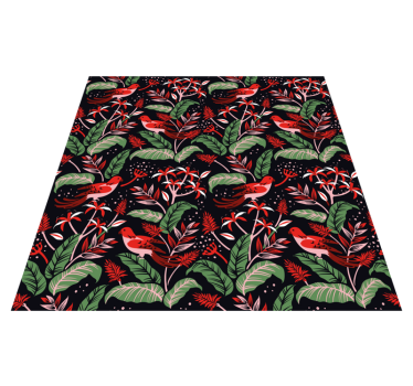Vinyl teppich tiere mit rotem und pinkem blattmuster - TenStickers