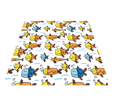 Vinyl teppich tiere mit bunten fischen im kinderstil - TenStickers