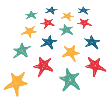 Vinyl teppich tiere bunte seesterne - TenStickers