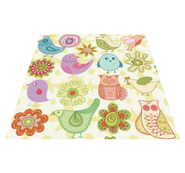 Vinyl teppich tiere mit bunten vogelmotiven - TenStickers