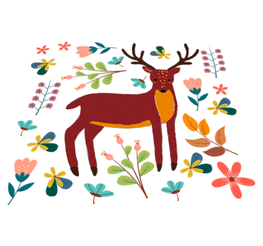 Vinyl teppich tiere mit verspielter hirschillustration - TenStickers
