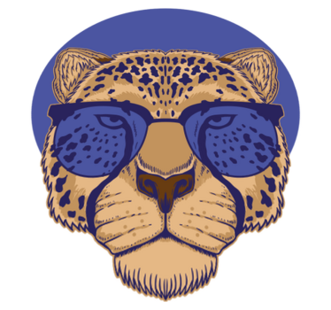 Vinyl teppich tiere leopard mit brille - TenStickers
