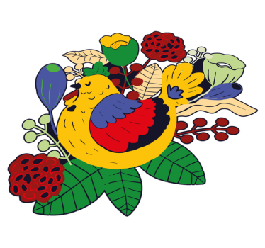 Vinyl teppich tiere bunte vögel mit blumen - TenStickers