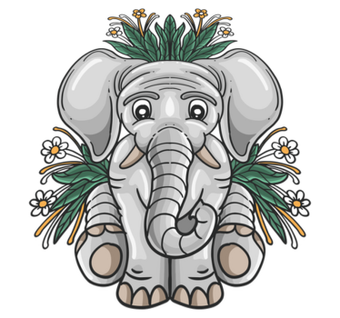 Vinyl teppich tiere mit süßer elefantenillustration - TenStickers