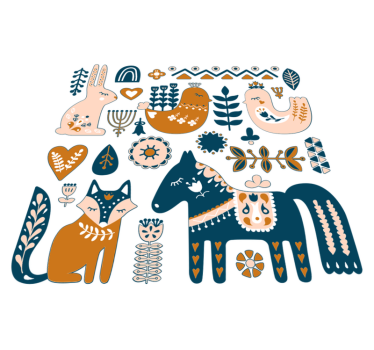 Vinyl teppich tiere mit bunten tierillustrationen - TenStickers