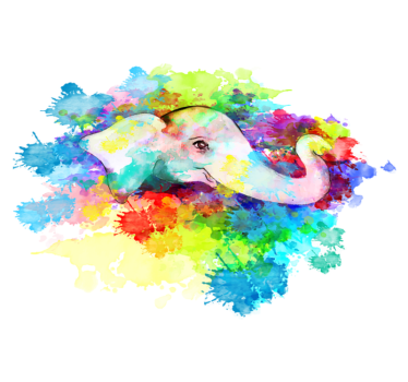 Vinyl teppich tiere bunter elefantensplash - TenStickers