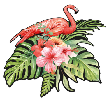 Vinyl teppich tiere flamingo mit blumen - TenStickers