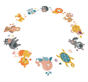 Vinyl teppich tiere mit baby tieren im kreis - TenStickers