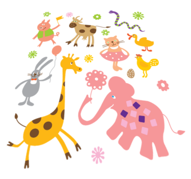 Vinyl teppich tiere bunte kreaturen - TenStickers