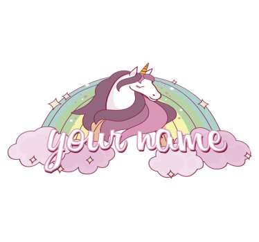 Vinyl teppich tiere einhorn in pink mit namen - TenStickers