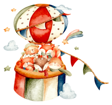Vinyl teppich tiere mit tieren an bunten luftballons - TenStickers
