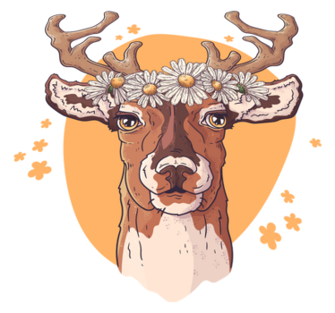 Vinyl teppich tiere blühender hirsch - TenStickers