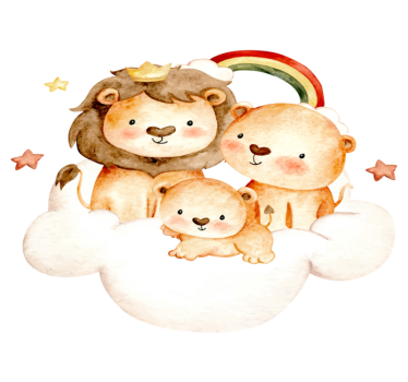 Vinyl teppich tiere mit babys tieren sterne und wolken - TenStickers