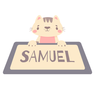 Vinyl teppich tiere mit katzenname etikett - TenStickers