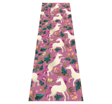 Vinyl teppich tiere im pinken blumenpferde-design - TenStickers
