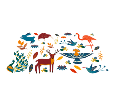Vinyl teppich tiere mit bunten tiermustern - TenStickers