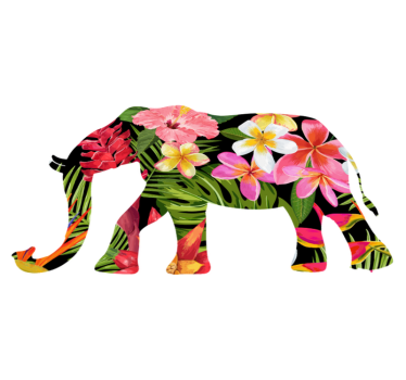 Vinyl teppich tiere mit floraler elefanten-silhouette - TenStickers