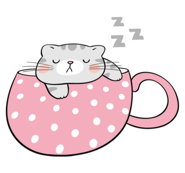 Vinyl teppich tiere mit schlafender katzen tasse - TenStickers