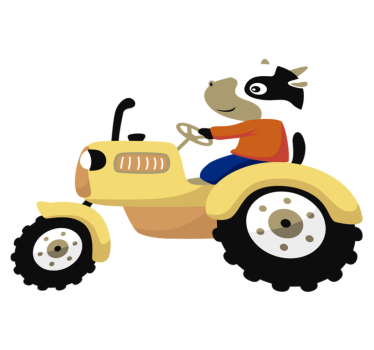 Vinyl teppich tiere kuh auf traktor - TenStickers