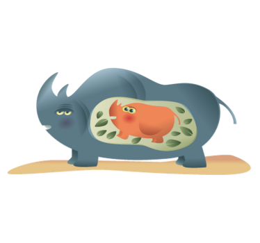 Vinyl teppich tiere schwangere rhinozeros mutter - TenStickers