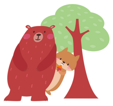 Vinyl teppich tiere freundschaft von eichhörnchen und bär - TenStickers