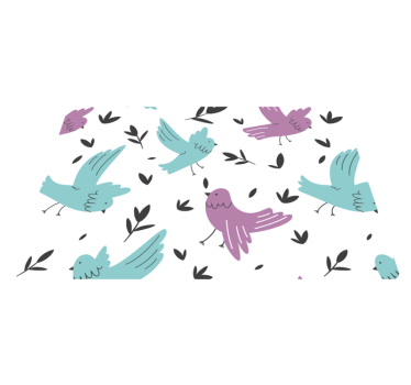 Vinyl teppich tiere mit blauen und lila vögeln - TenStickers