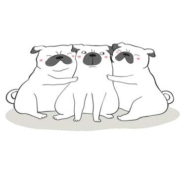 Niedliches Mops-Trio Vinyl Teppich Tiere - TenStickers