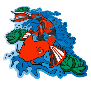 Bunte Koi-Fisch-Illustration Vinyl Teppich Tiere - TenStickers